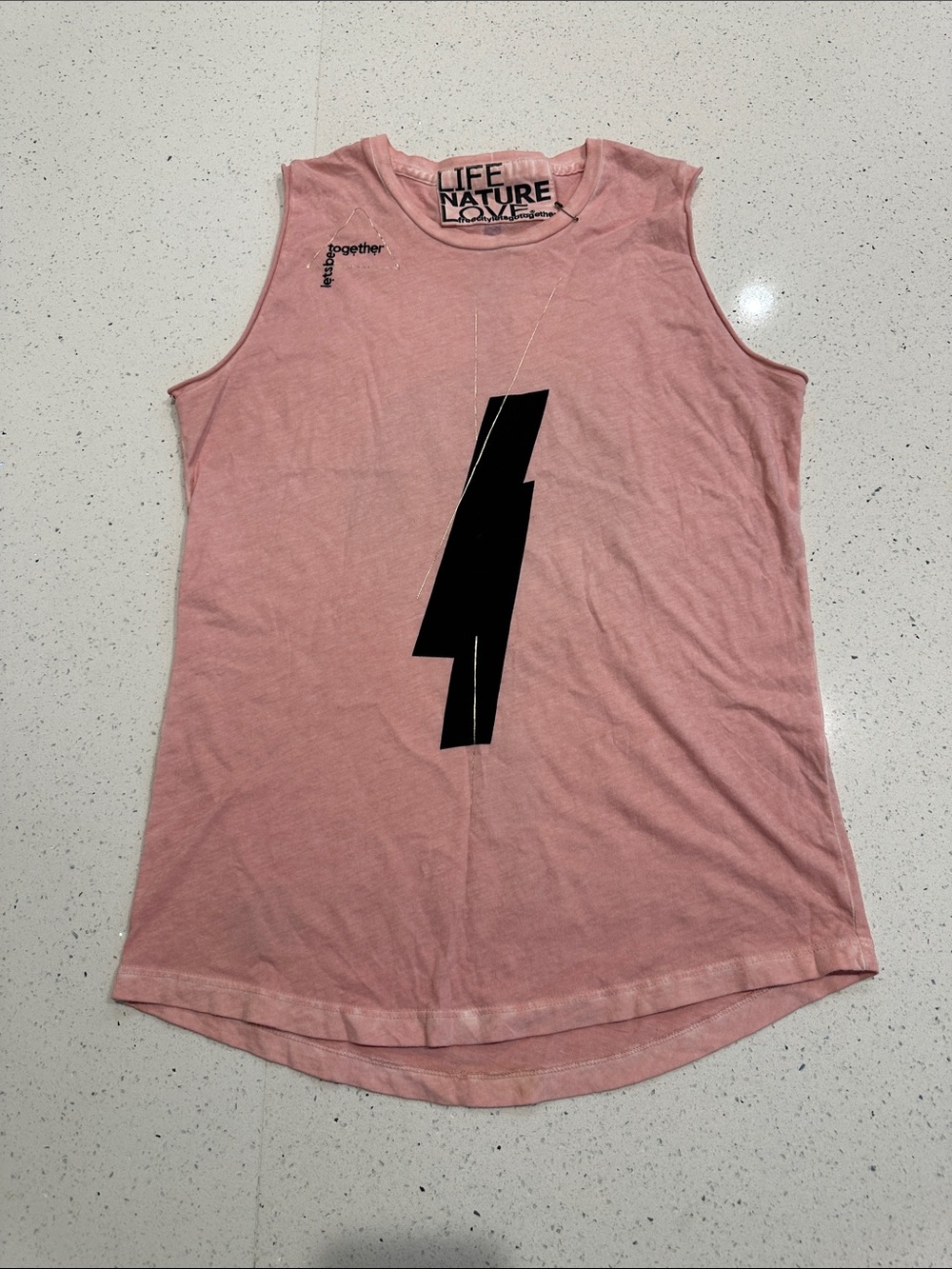 Free City Pink Tank Top With Safety Pin And metallic Graphic Rare